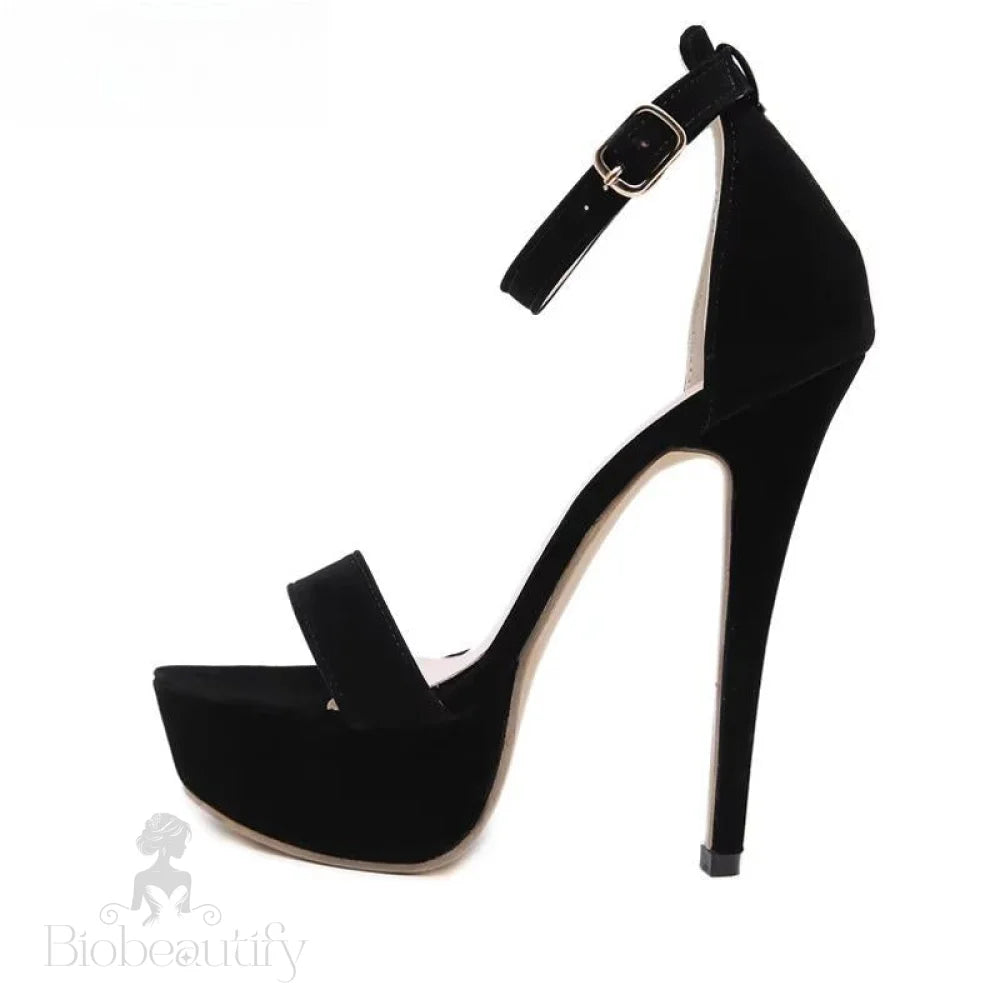 High Heel Platform Sandals For Women - Stiletto Open Toe Party Shoes Black / 39