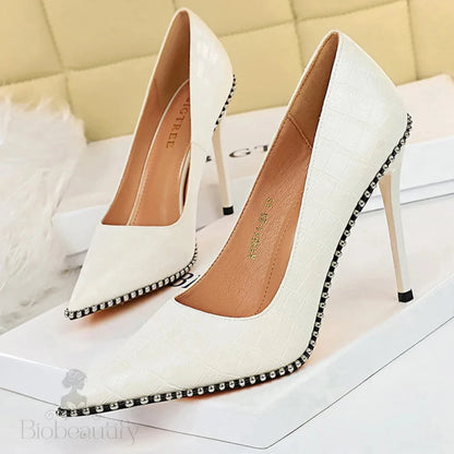 High Heels Women Pumps With Rivet Metal Chain