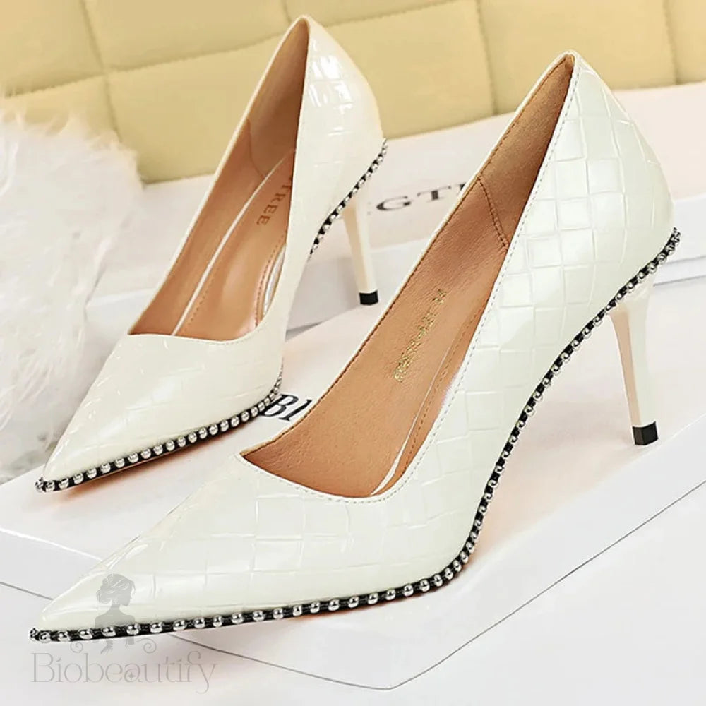 High Heels Women Pumps With Rivet Metal Chain