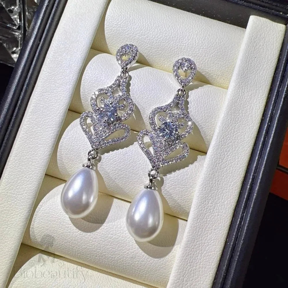 Hilton Pearl And Cubic Zirconia Wedding Earrings