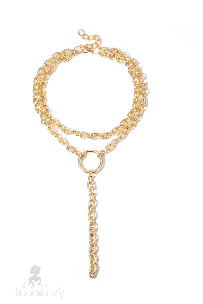 Hip Hop Rock Long Chain Necklace Gold