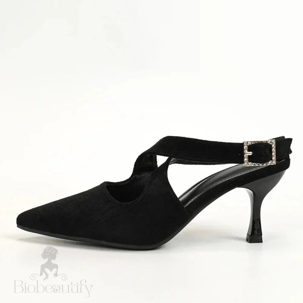 Hollow Out Buckle Strap Women Pumps Sandals With Pointed Toe High Heels