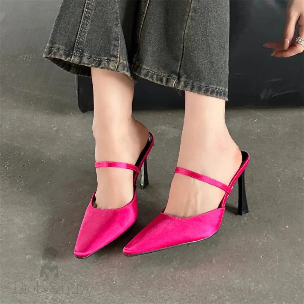 Hollow Out Women Slippers Sandals Pointed Toe High Heel Pumps