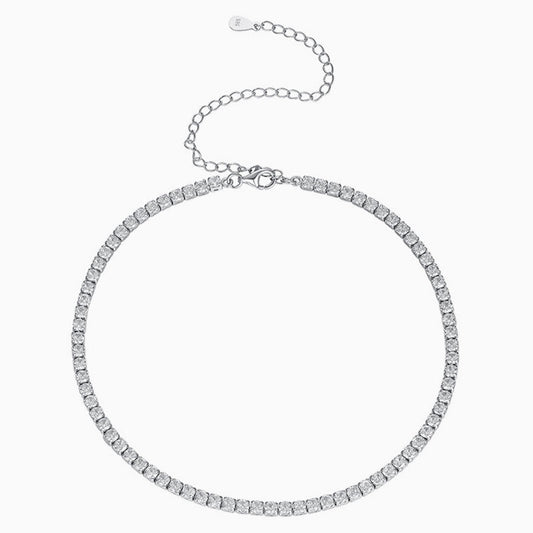 Sterling Silver Round Cut Cz Tennis Necklace / 10 - 14’’ 2Mm