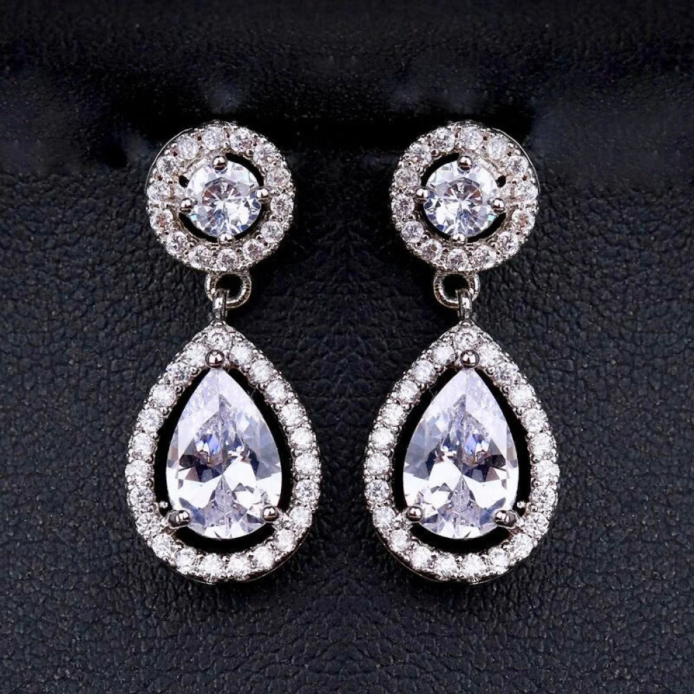 Ilana Cubic Zirconia Bridal Earrings Silver And Yellow Gold Options