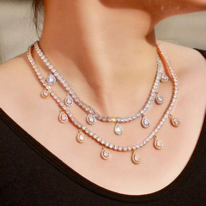 Ilana Cubic Zirconia Bridal Necklace In Silver Or Gold