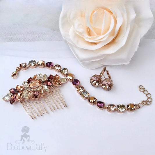 Iliana Rose Gold 3-Piece Bridal Jewelry Set