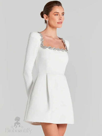 Illyria Long Sleeve Rhinestone A Line Dress