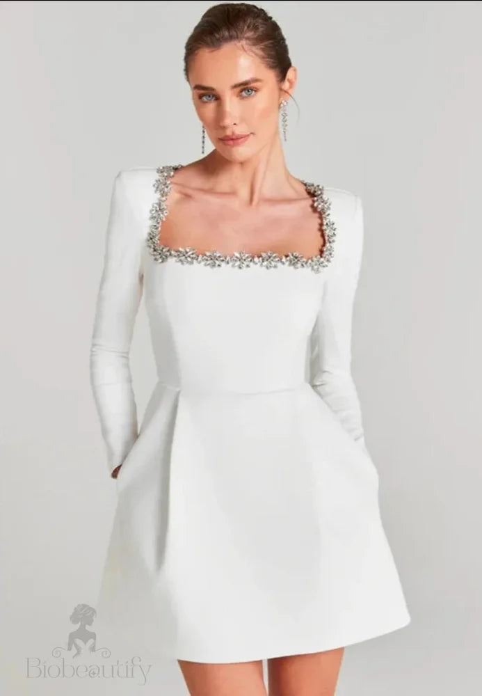 Illyria Long Sleeve Rhinestone A Line Dress