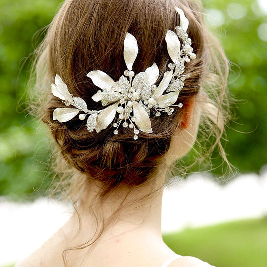 Jolanda Handmade Wedding Hair Comb With Austrian Crystals And White Pearls