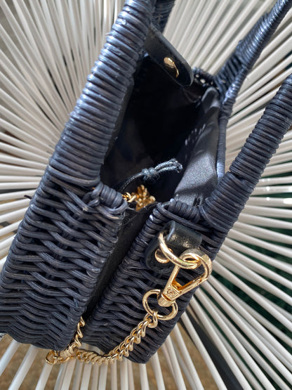 Fiji Black Woven Shoulder Bag