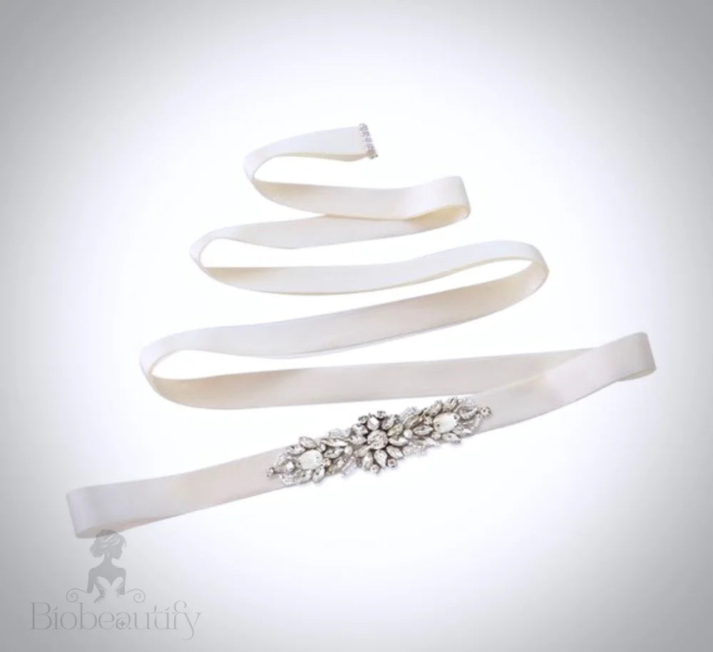 Wedding Accessories - Silver Pearl and Crystal Bridal Belt/Sash