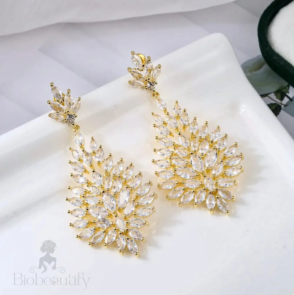 Indya Bridal Earrings With Cubic Zirconia In Silver And Gold Options