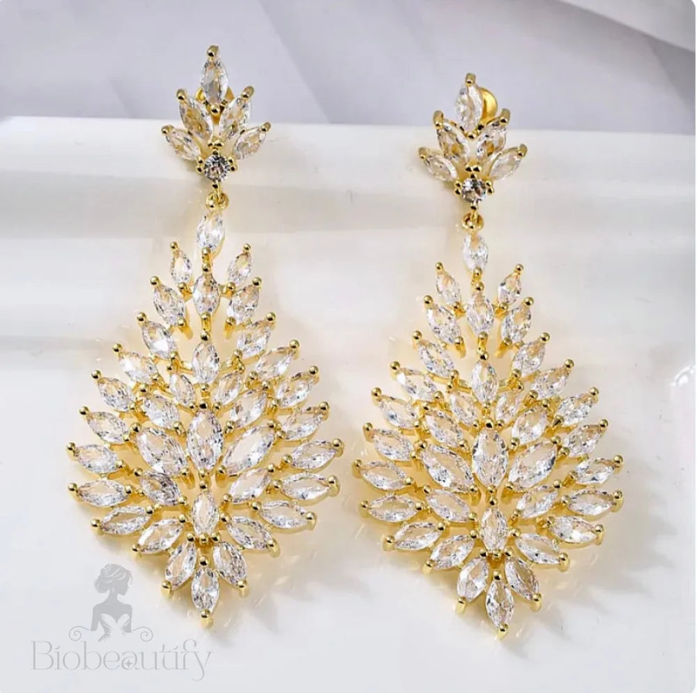 Wedding Jewelry - Cubic Zirconia Bridal Earrings - Available in Silver and Gold