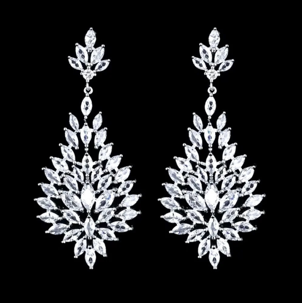 Wedding Jewelry - Cubic Zirconia Bridal Earrings - Available in Silver and Gold