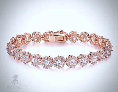 Ingrid Cubic Zirconia Bridal Bracelet In Rose Gold And Silver