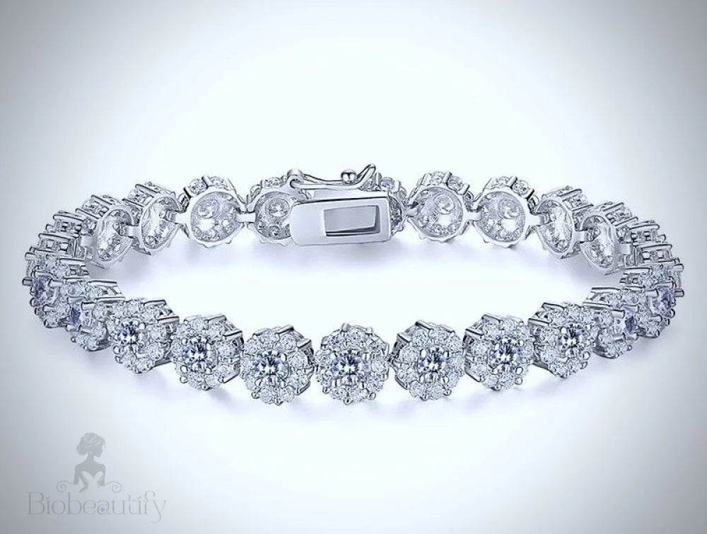 Ingrid Cubic Zirconia Bridal Bracelet In Rose Gold And Silver