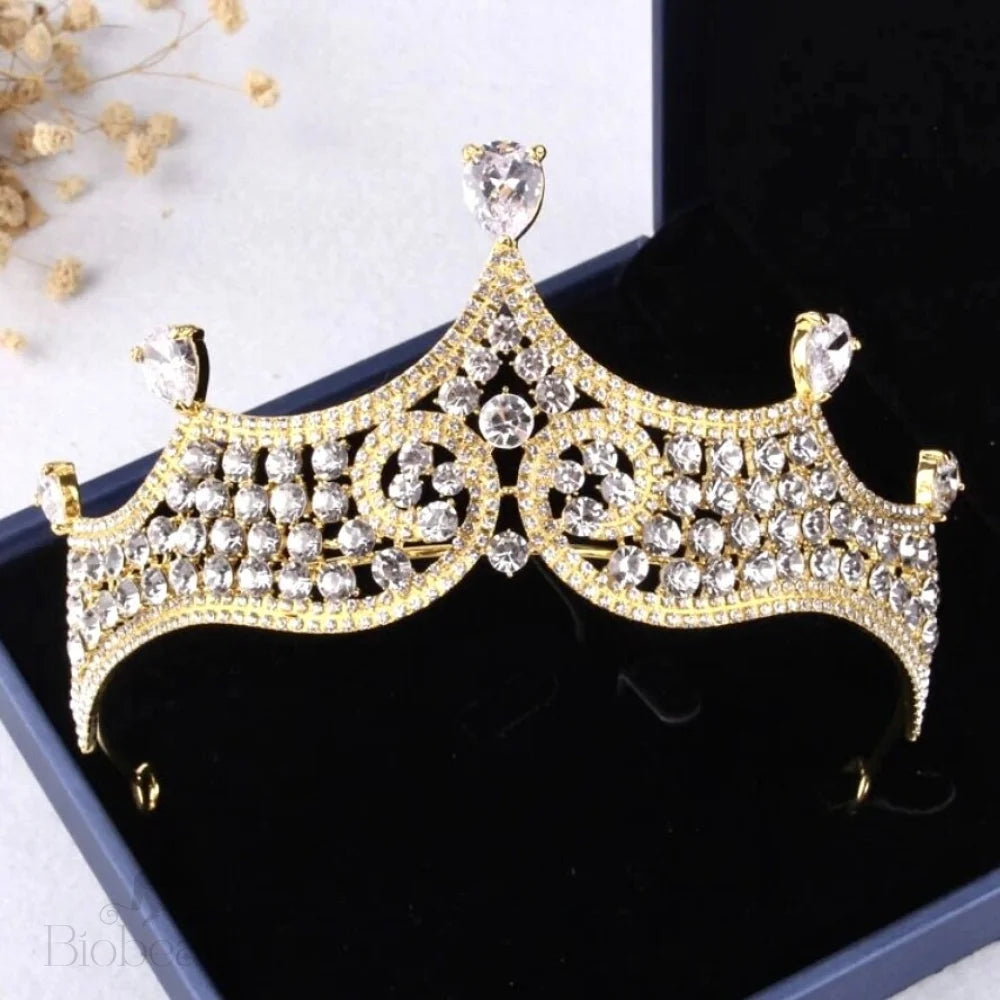 Wedding Jewelry and Accessories - Gold Bridal 3-Piece Jewelry Set With Tiara