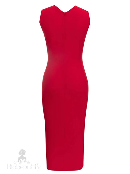 Ireka Red Cut Out Midi Dress