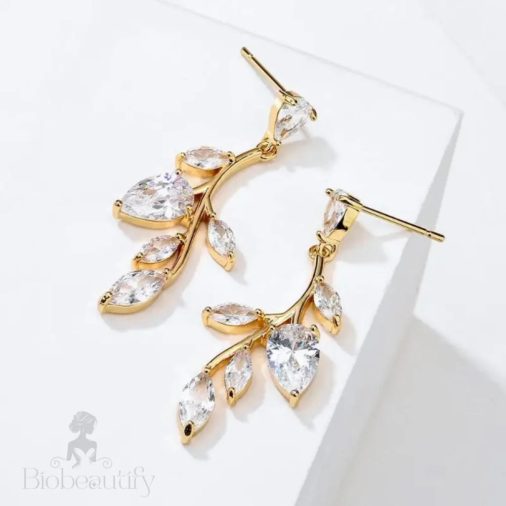 Irma Cubic Zirconia Vine Bridal Earrings Gold Or Silver Options Available