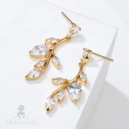 Irma Cubic Zirconia Vine Bridal Earrings Gold Or Silver Options Available