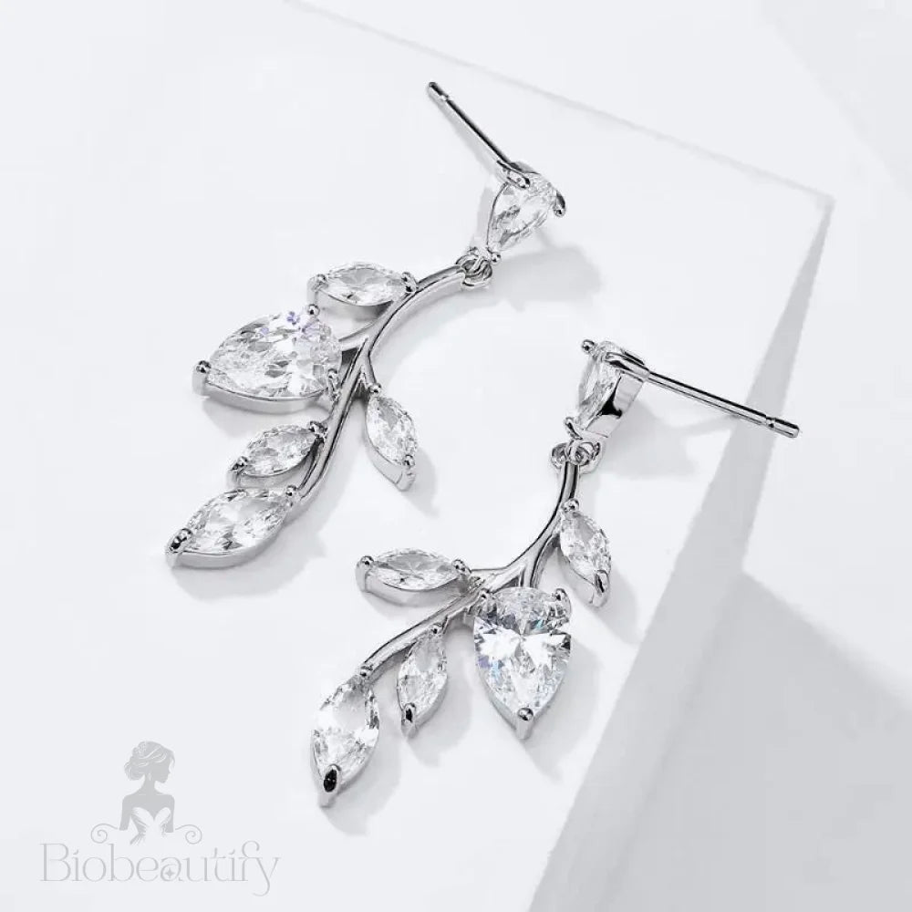 Irma Cubic Zirconia Vine Bridal Earrings Gold Or Silver Options Available