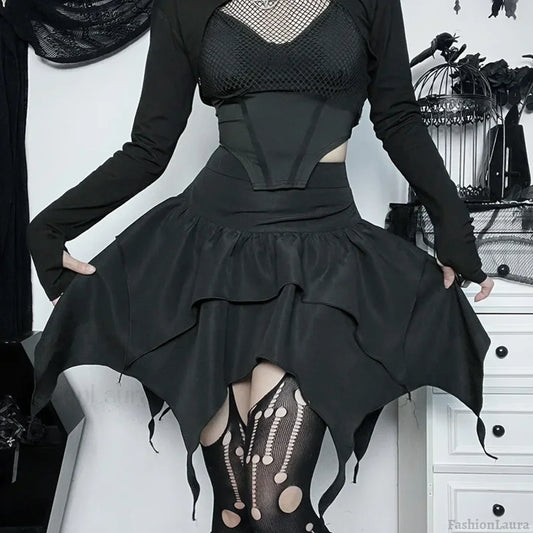 Irregular Sexy Solid Color Drawstring Tie-Up Ruched Ruffles Mini Skirt