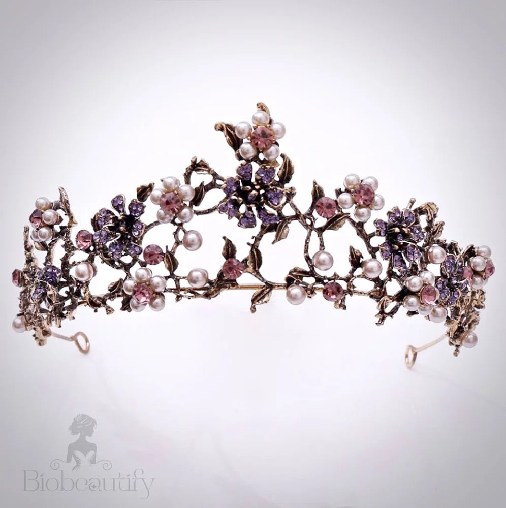 Isadora Bohemian Gold Pearl Tiara For Brides