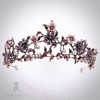 Isadora Bohemian Gold Pearl Tiara For Brides