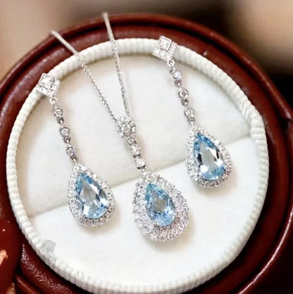 Isela Aqua Blue Art Deco Bridal Set