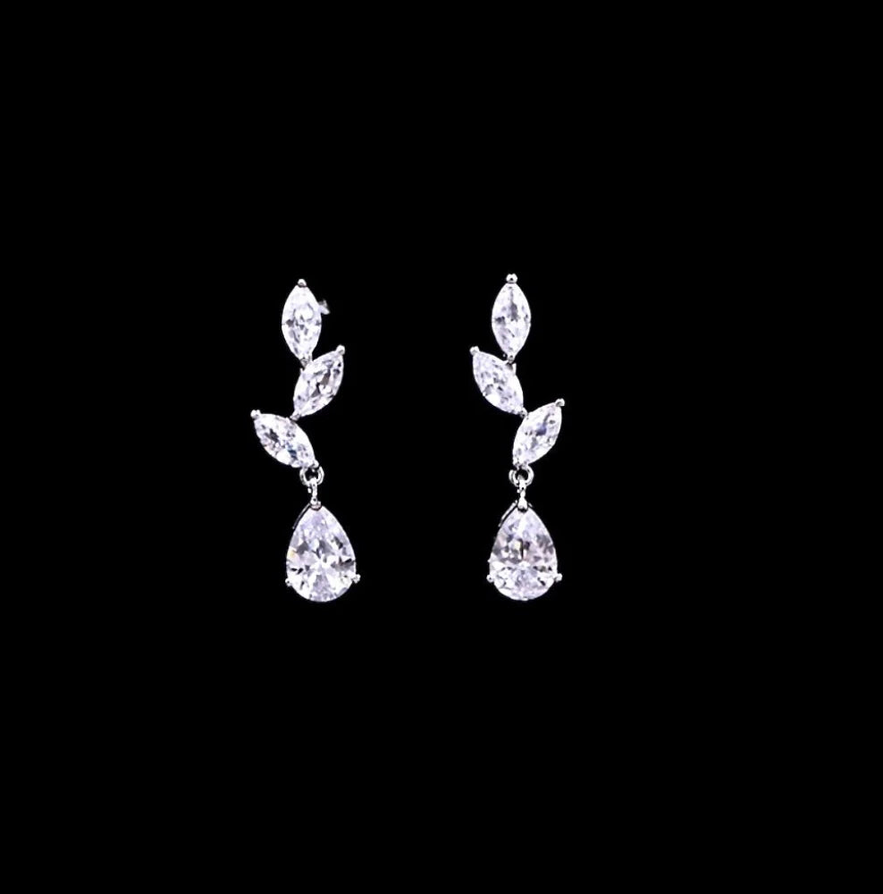 Ivelina Silver Zirconia Bridal Jewelry Set With Tiara - 3 Pieces