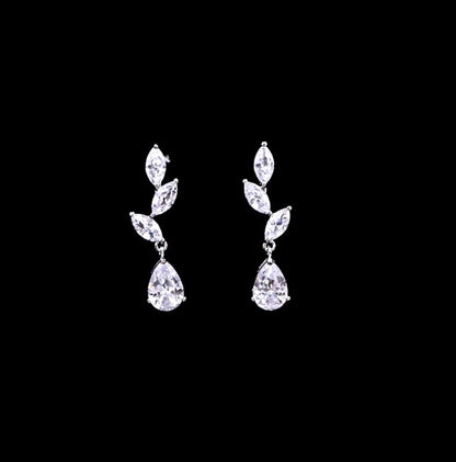 Ivelina Silver Zirconia Bridal Jewelry Set With Tiara - 3 Pieces