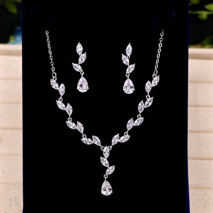 Wedding Jewelry - Silver Cubic Zirconia 3-Piece Bridal Jewelry Set With Tiara