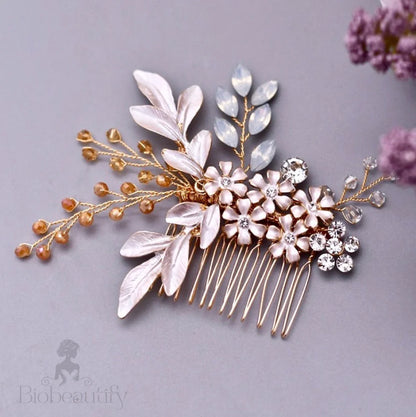 Ivy Bohemian Crystal Hair Comb Gold Silver Options