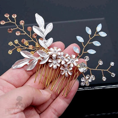 Ivy Bohemian Crystal Hair Comb Gold Silver Options