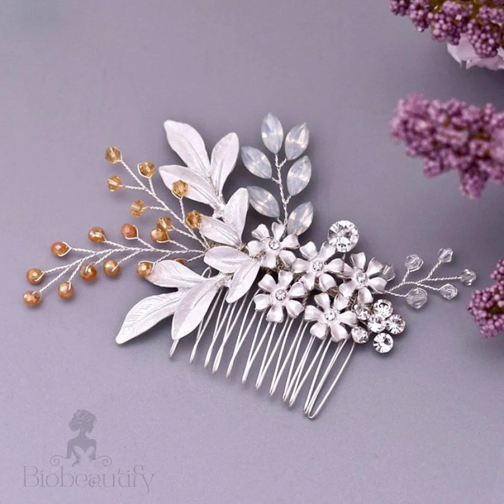 Ivy Bohemian Crystal Hair Comb Gold Silver Options