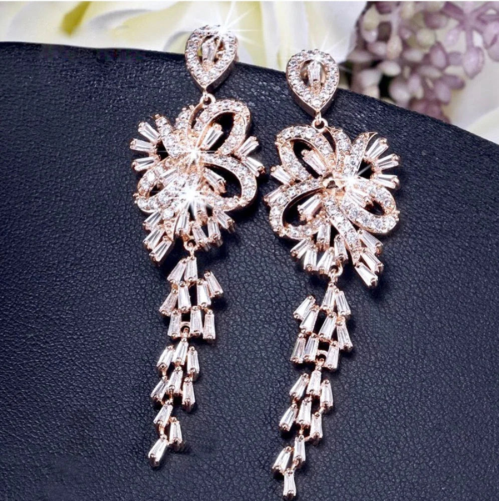 Iyanna Silver Cubic Zirconia Bridal Earrings And Rose Gold Options