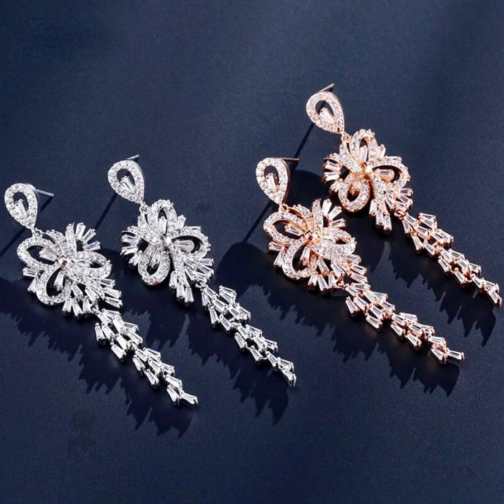 Iyanna Silver Cubic Zirconia Bridal Earrings And Rose Gold Options