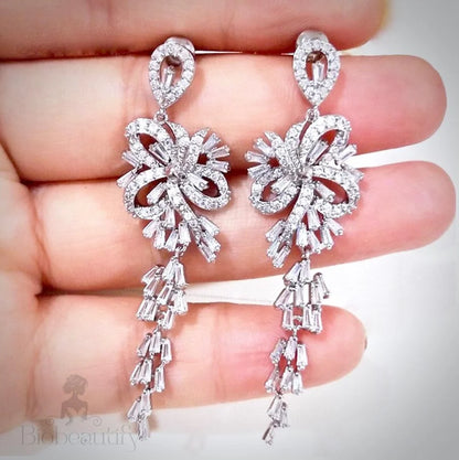 Iyanna Silver Cubic Zirconia Bridal Earrings And Rose Gold Options