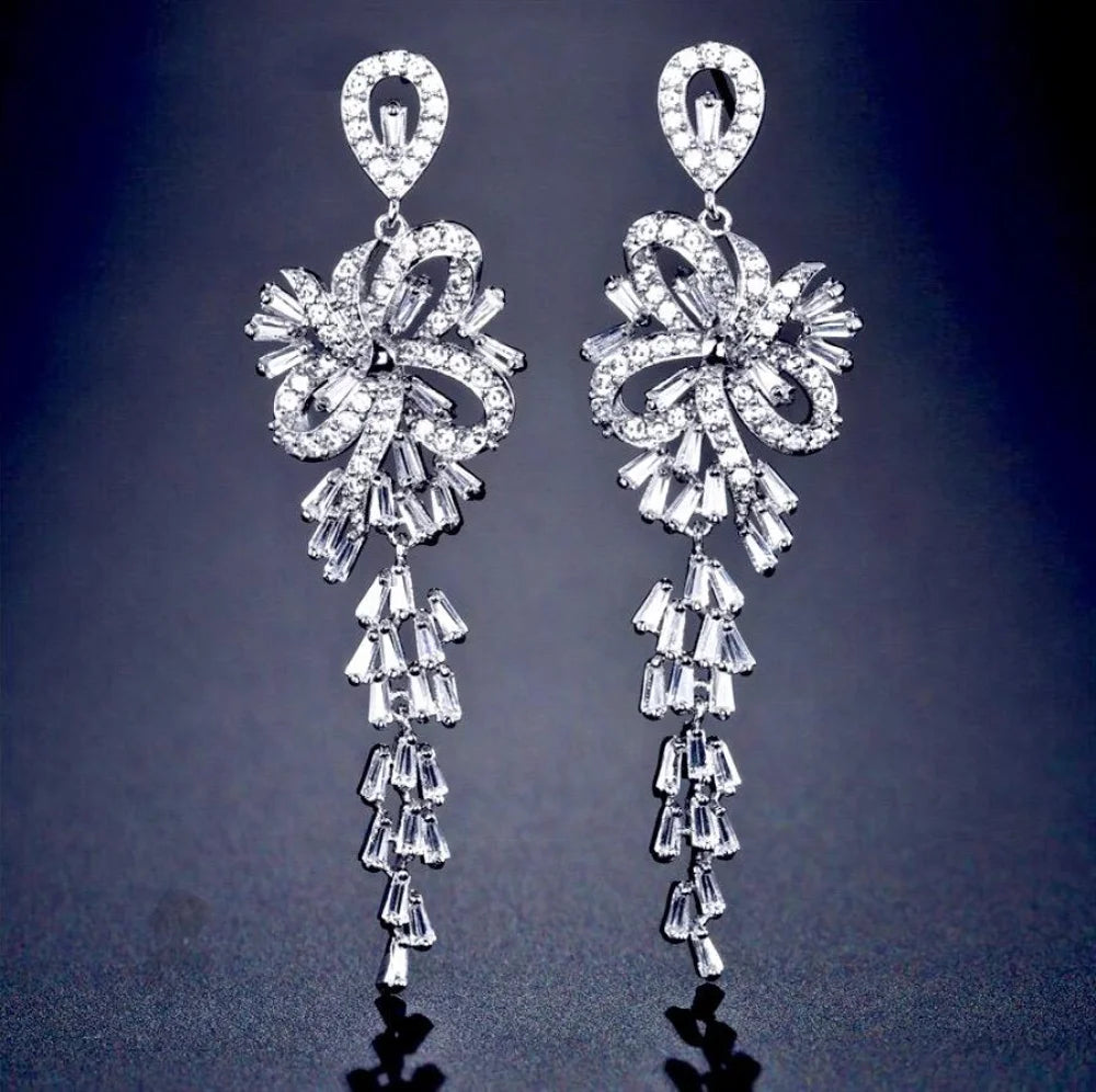 Iyanna Silver Cubic Zirconia Bridal Earrings And Rose Gold Options