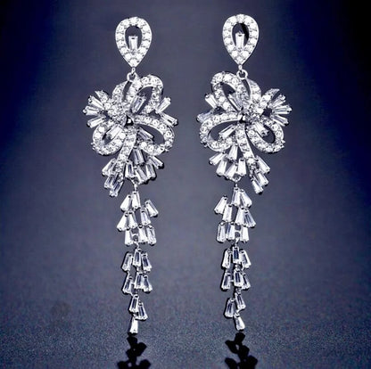 Iyanna Silver Cubic Zirconia Bridal Earrings And Rose Gold Options