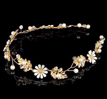 Jaclyn Gold Pearl Crystal Bridal Headband