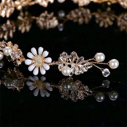 Jaclyn Gold Pearl Crystal Bridal Headband