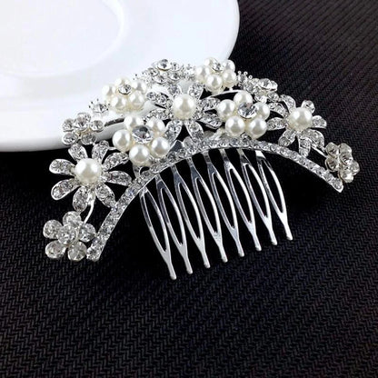 Jacqueline Pearl Crystal Bridal Hair Comb