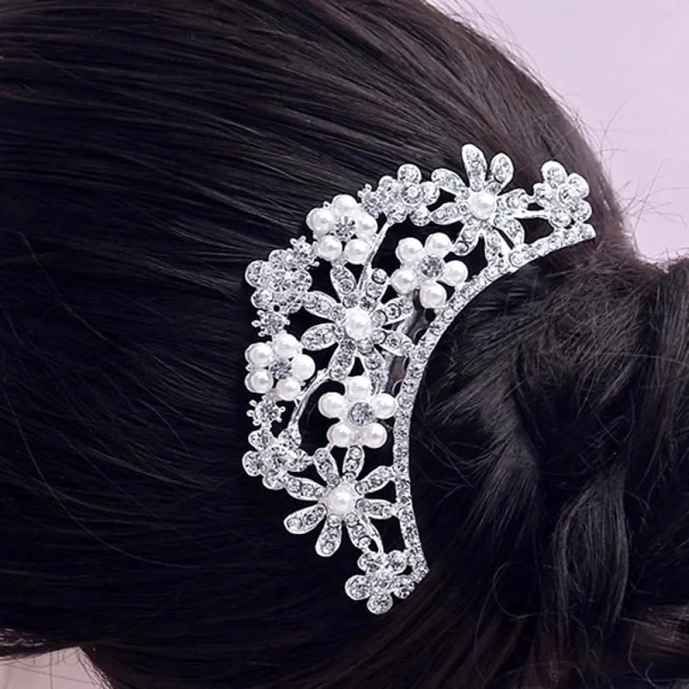 Jacqueline Pearl Crystal Bridal Hair Comb