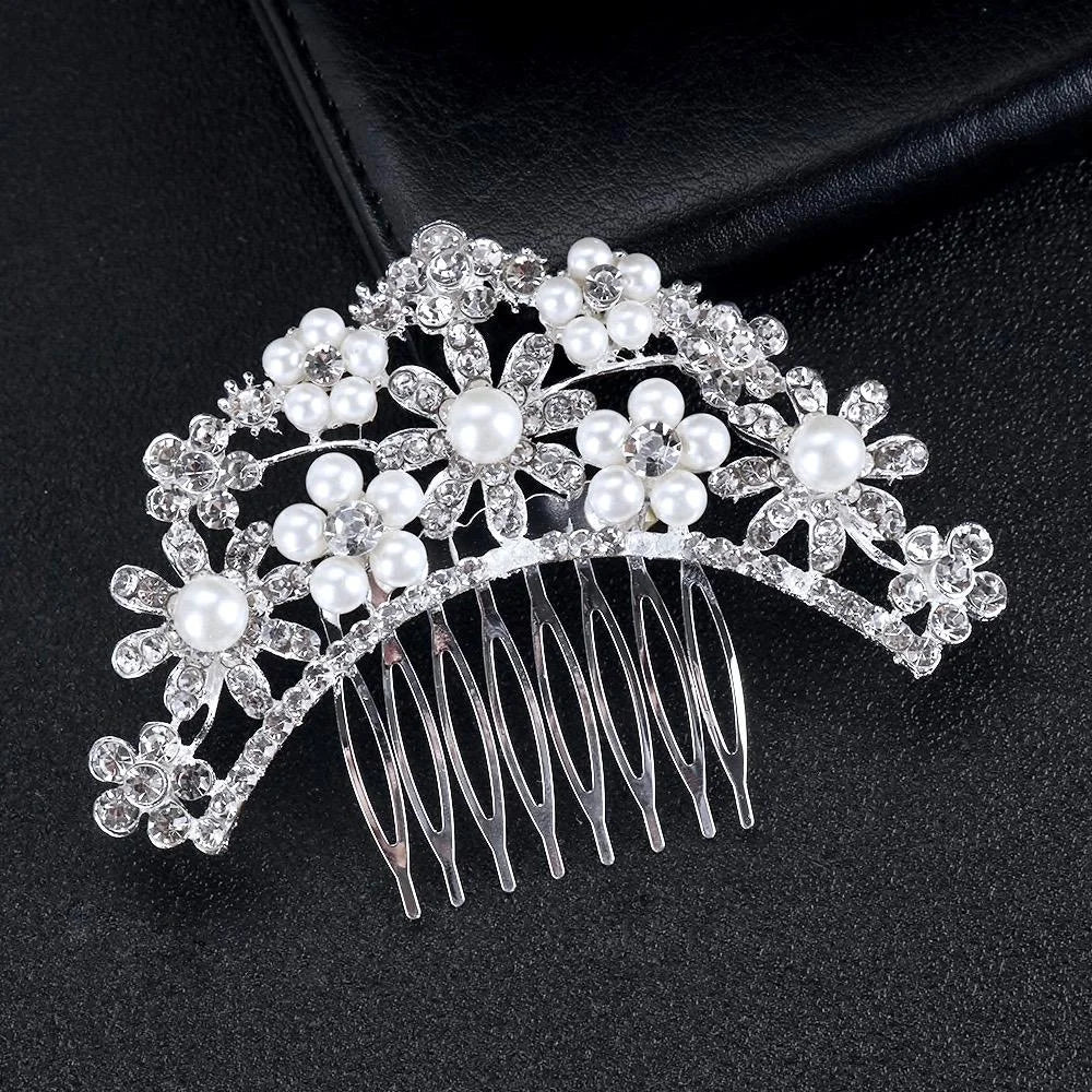 Jacqueline Pearl Crystal Bridal Hair Comb