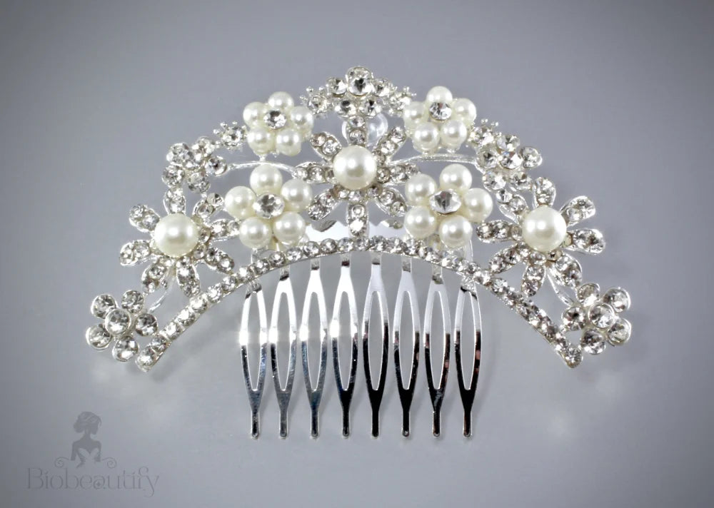 Jacqueline Pearl Crystal Bridal Hair Comb