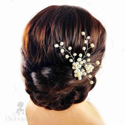 Jade Fresh Water Pearls Wedding Hair Comb And Hairpins