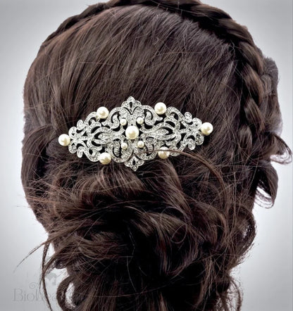 Jade Vintage Pearl Crystal Bridal Hair Comb