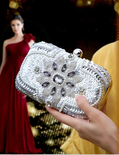 Jaimee Silver Bridal Clutch